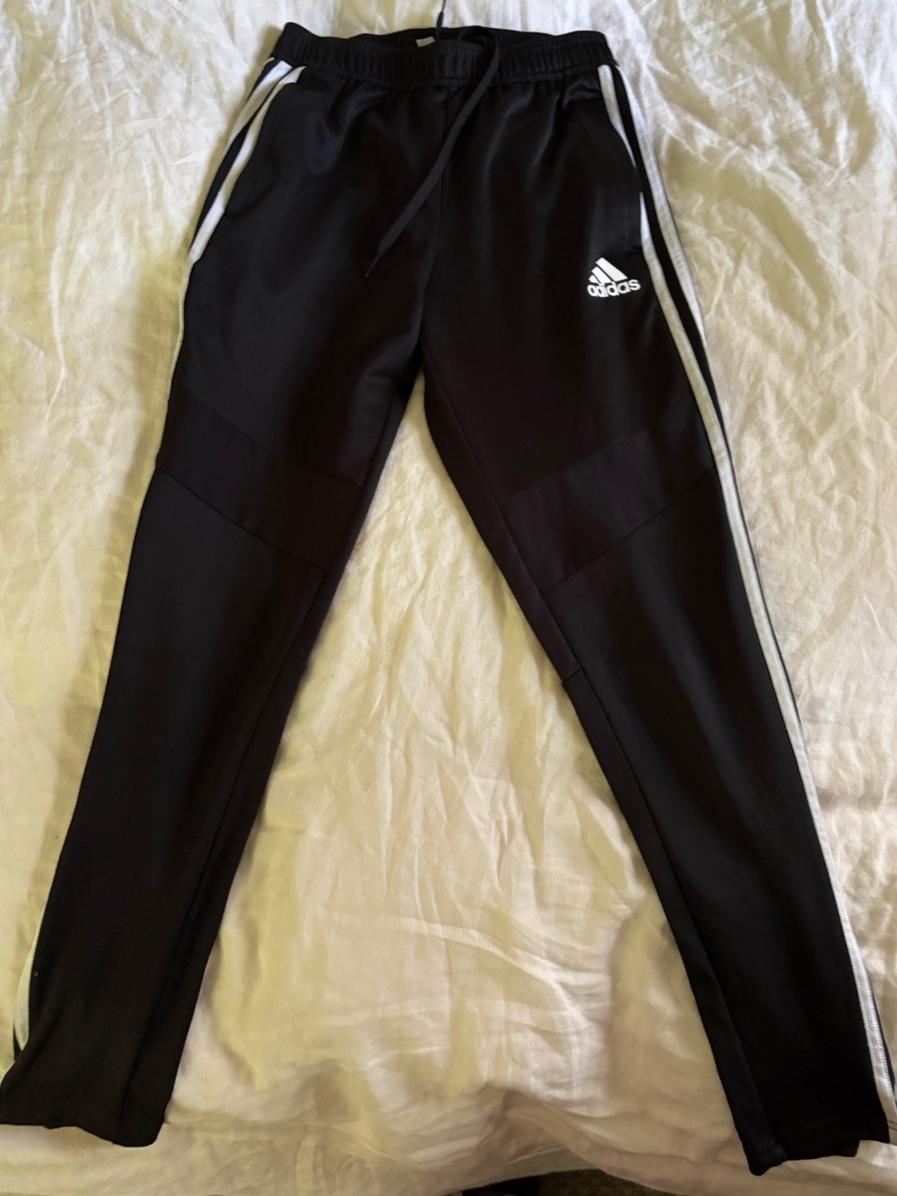 adidas Black Athletic Track Pants with White Logo Tag
